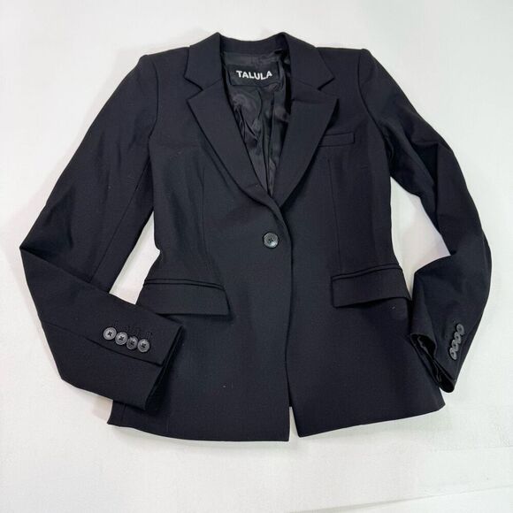 Talula Wool Jacket Blazer Womens 0 Black Single Button Career Classic Mature - Picture 1 of 10